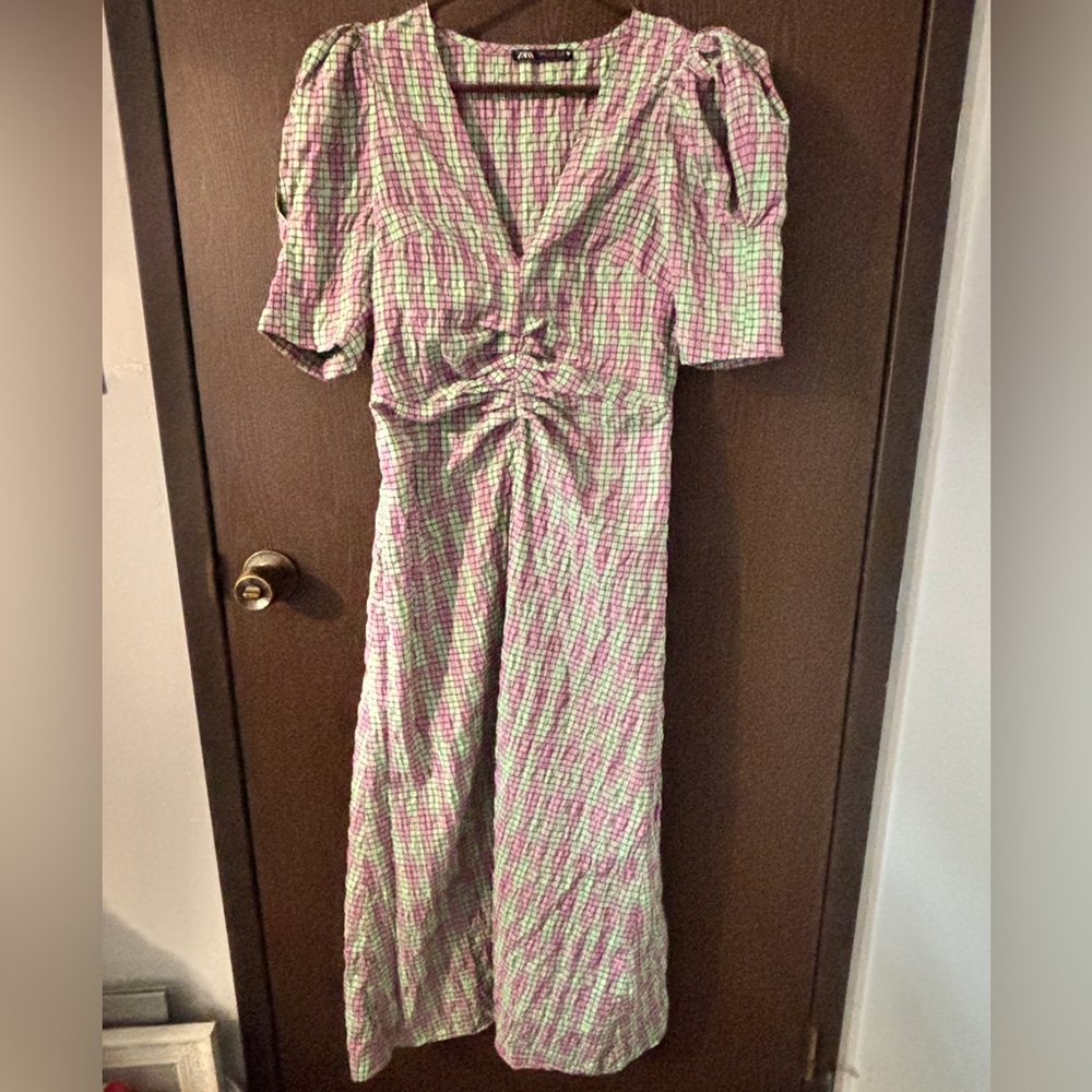 Zara Plaid Midi Dress, Size Medium